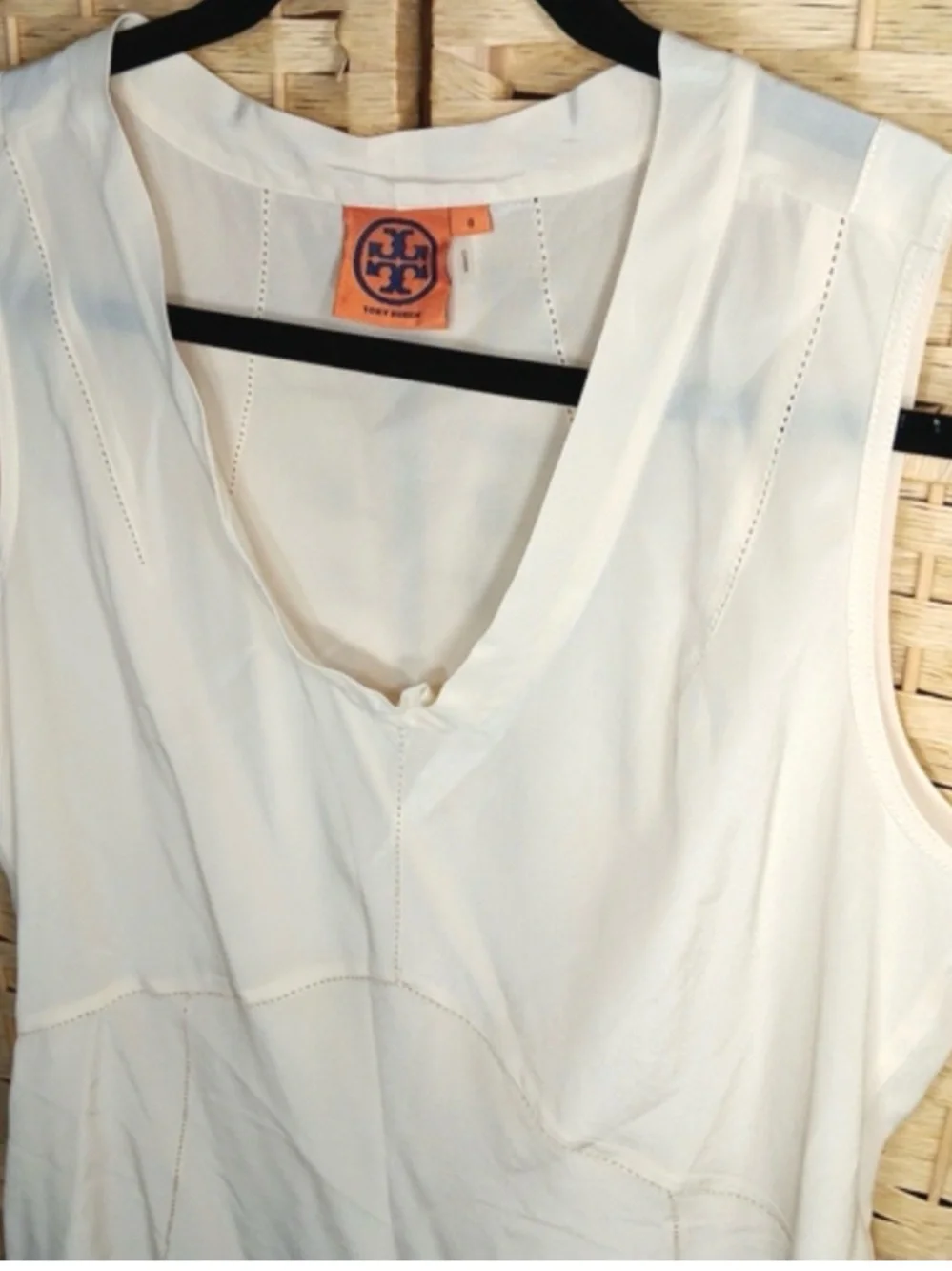 Tory Burch Silk Jasmine Shell Cream Sleeveless Blouse 8 Medium